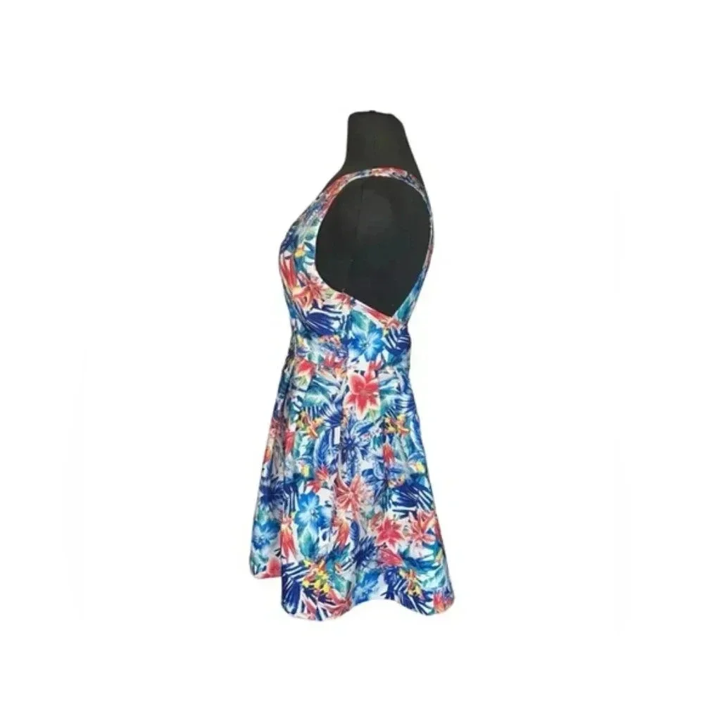 Romeo and Juliet Couture Criss Cross Back Tropical Print Fit and Flare Dress M - Picture 3 of 5